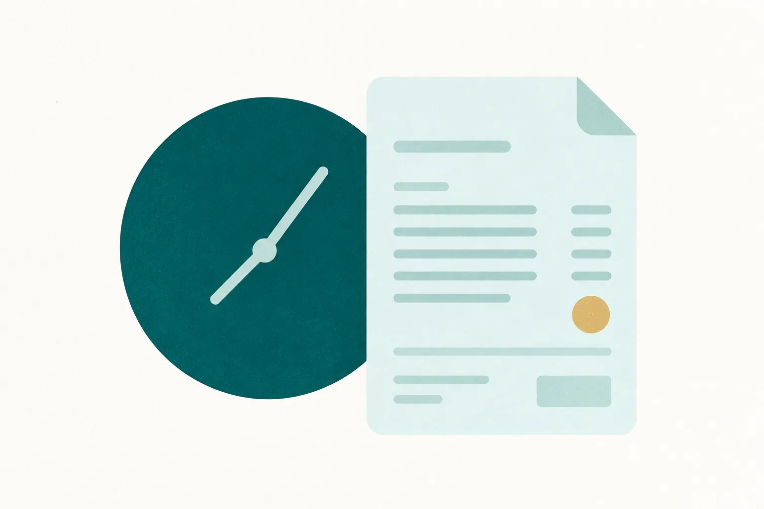 Illustration of a clock beside an invoice document
