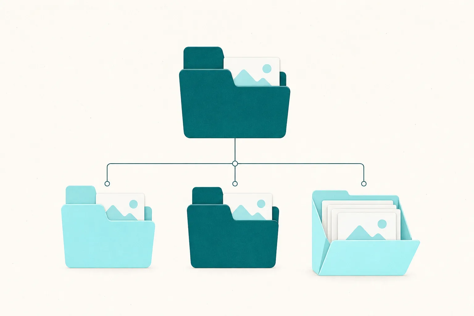 Illustration of a tidy folder tree holding image assets